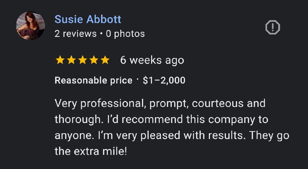 Google review from Susie Abbott